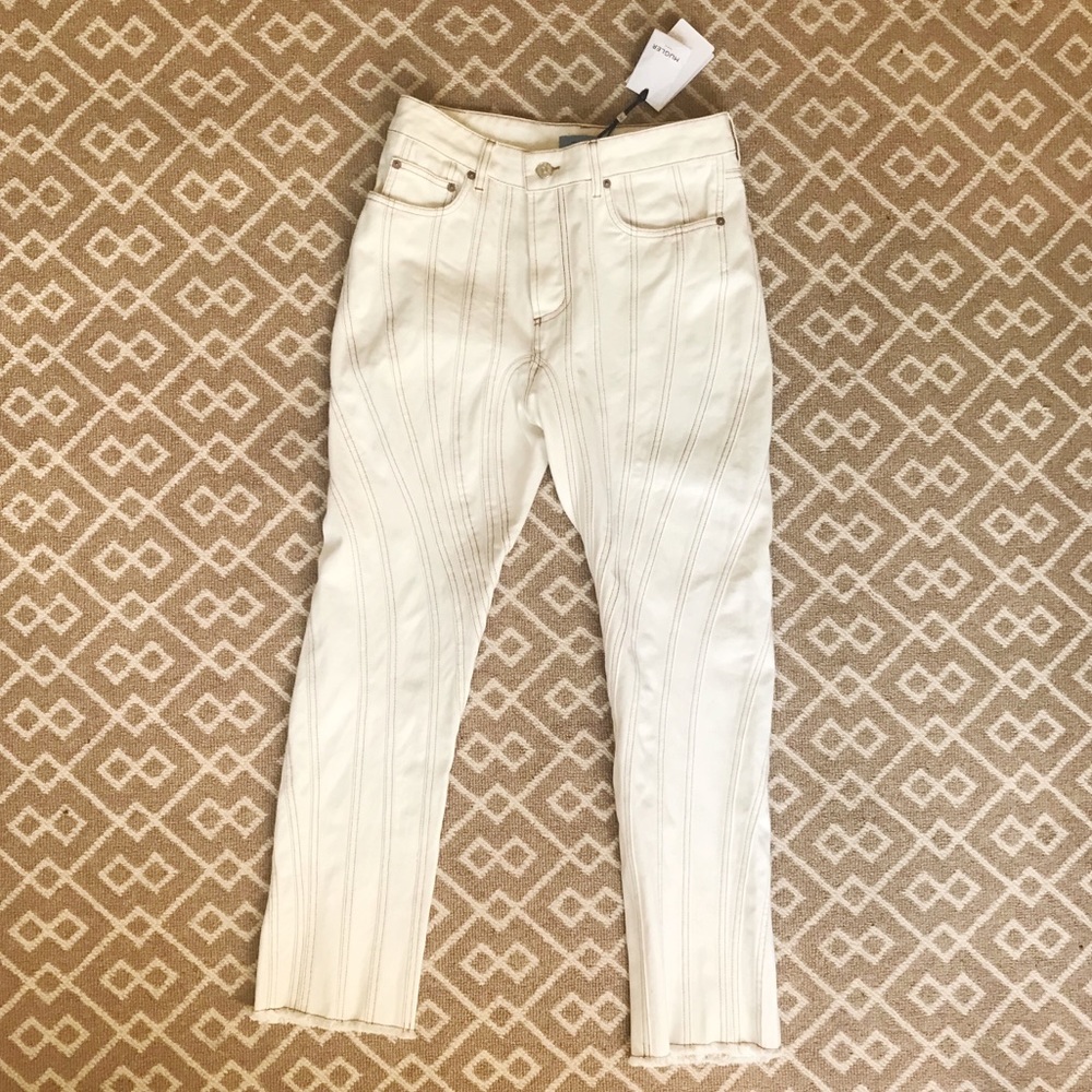 Mugler white cylindrical cut denim pant Never worn